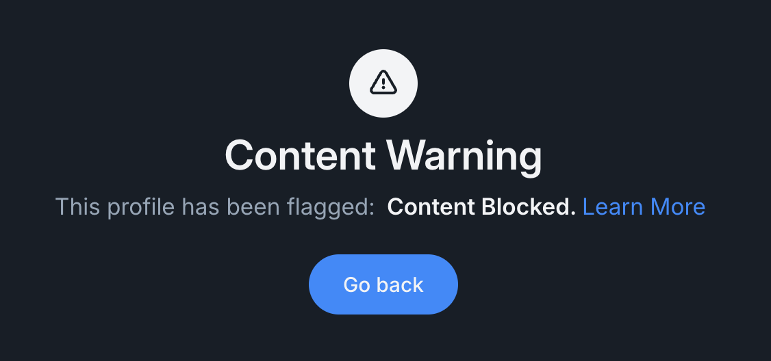 Content Warning
This profile has been flagged: Content Blocked. Learn More 